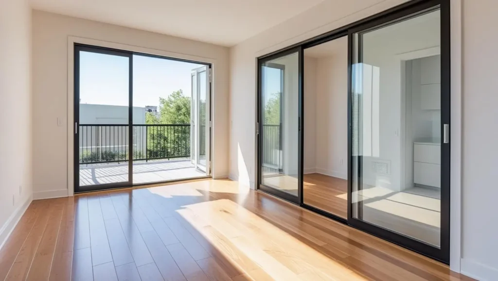 Open floor upgrade with sliding doors in a Condo