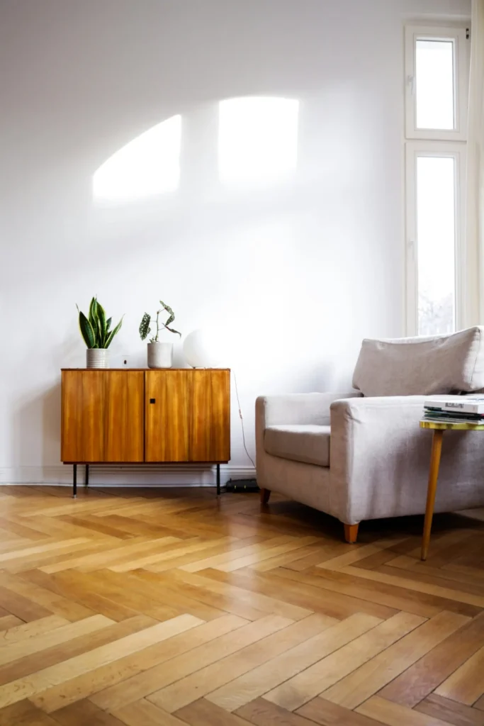 Chevron style hardwood floor