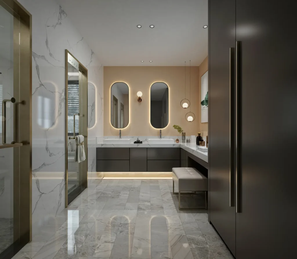 Marble floor bathroom