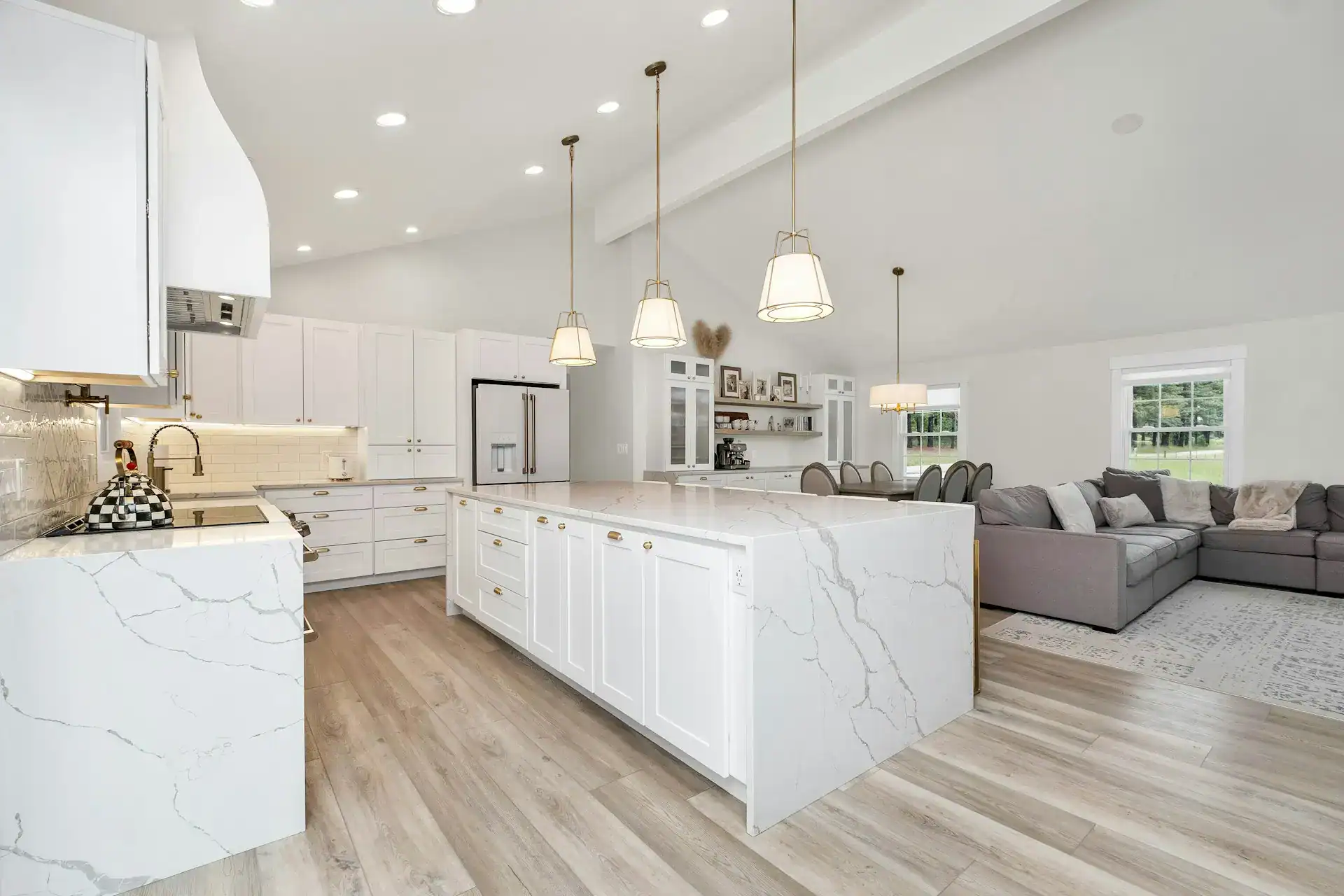 Kitchen remodeling with warm wood cabinetry