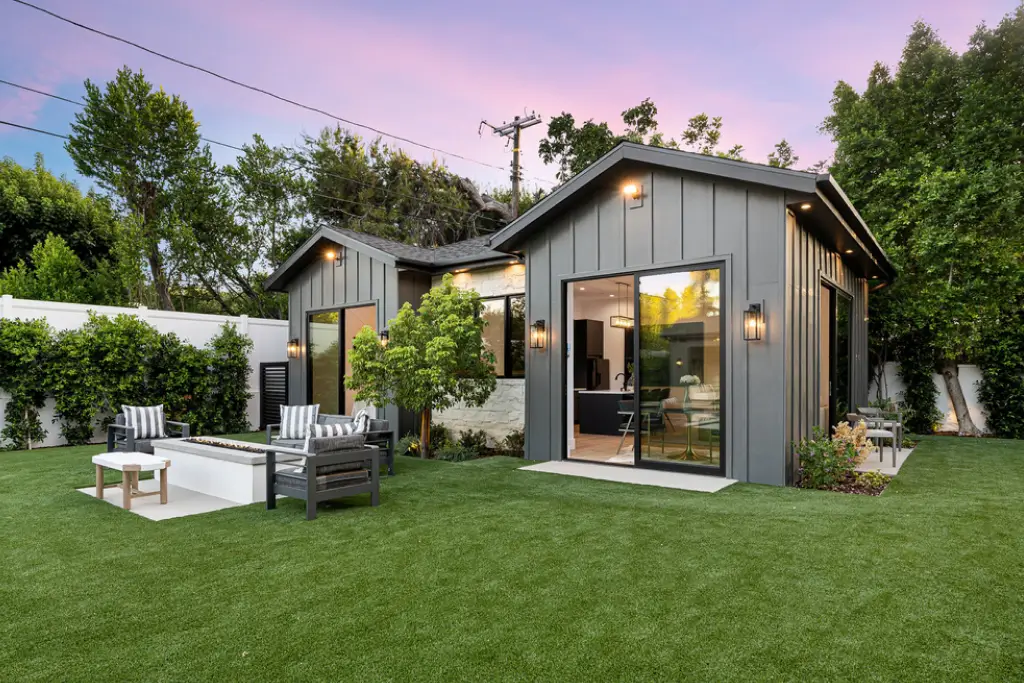 ADU contractor building a modern accessory dwelling unit with large windows built