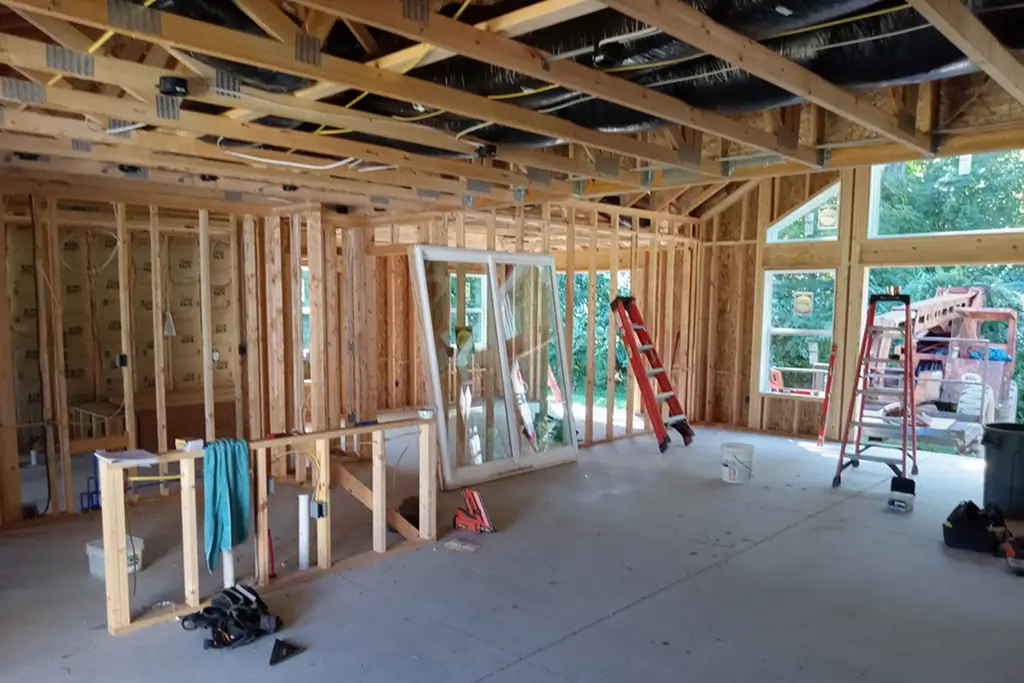 Structural framing of a custom home build