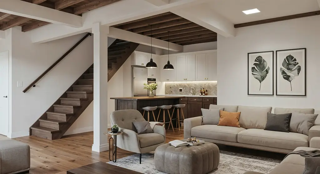 Interior of home addition with open living space