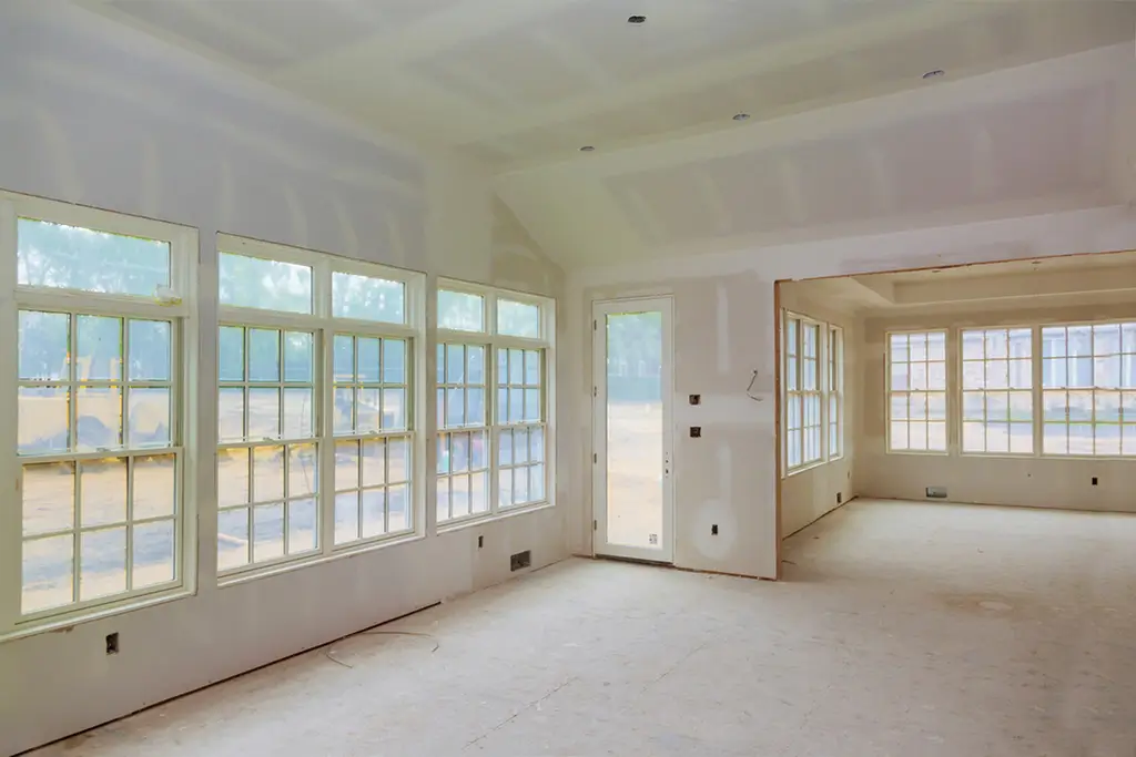 Empty interior space during home addition construction